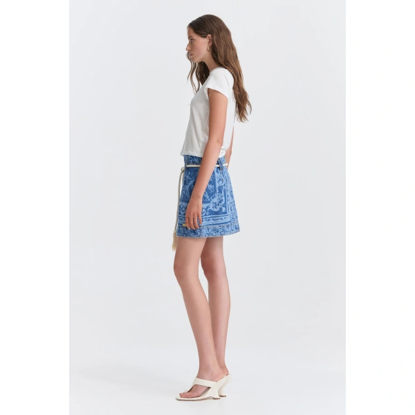 Aje Dive Denim Mini Skirt in Blue Heirloom Wash | Skirts | Coveti