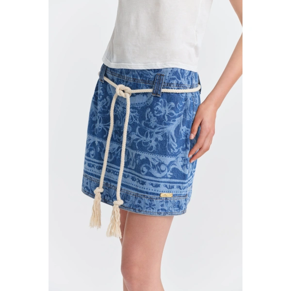 Aje Dive Denim Mini Skirt in Blue Heirloom Wash | Skirts | Coveti