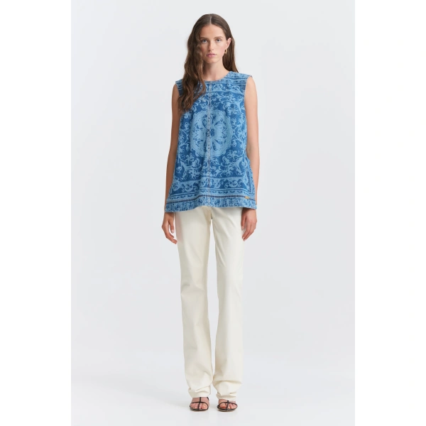 Aje Dive Denim Top in Blue Heirloom Wash | Tops | Coveti
