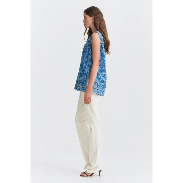 Aje Dive Denim Top in Blue Heirloom Wash | Tops | Coveti