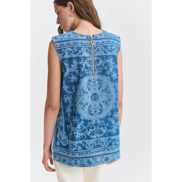 Aje Dive Denim Top in Blue Heirloom Wash | Tops | Coveti