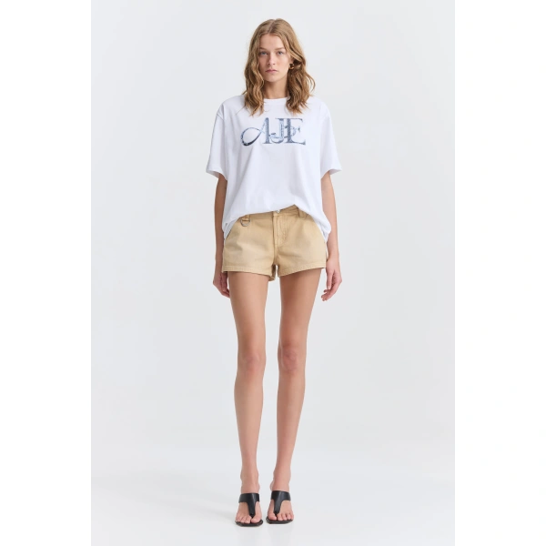 Aje Dive Logo Oversized Tee in White/Blue Heirloom | T-shirts | Coveti
