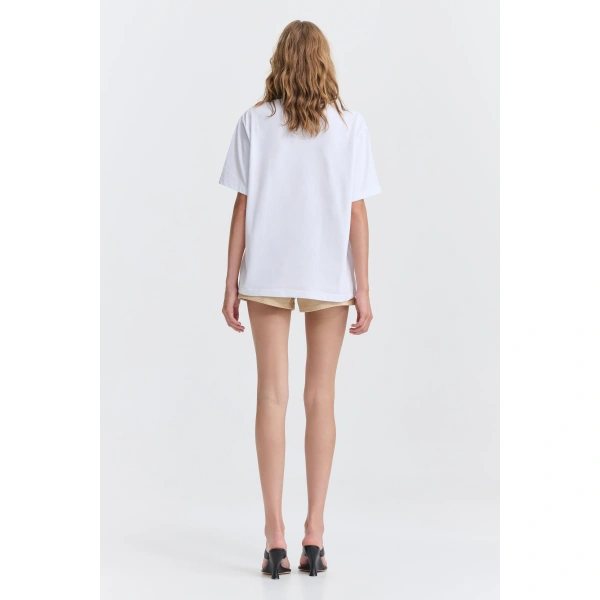Aje Dive Logo Oversized Tee in White/Blue Heirloom | T-shirts | Coveti