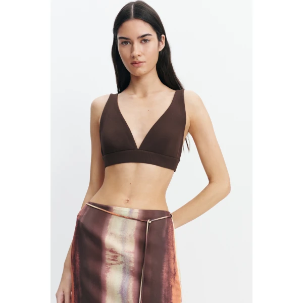 Aje Dylan Rib Bralette in Chocolate | Tops | Coveti