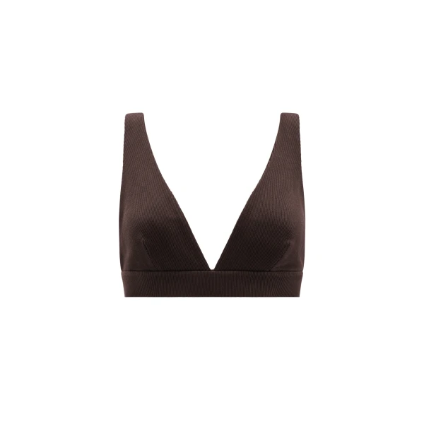 Aje Dylan Rib Bralette in Chocolate | Tops | Coveti