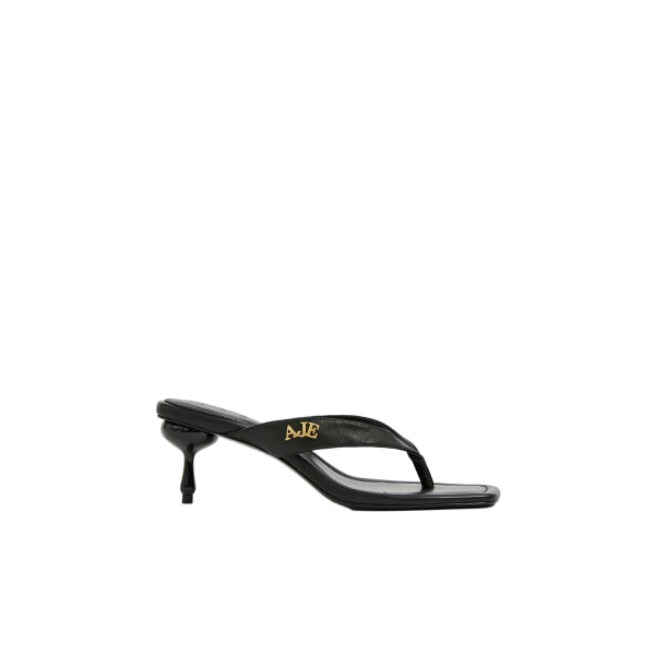 Aje Earthen Heel Thong in Black | Heels | Coveti