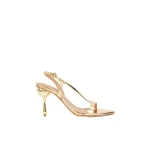Aje Elan Asymmetric Droplet Heel in Gold | Heels | Coveti
