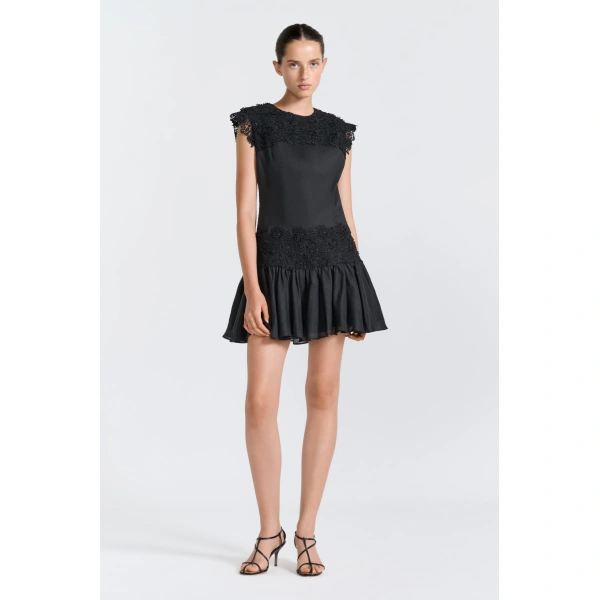 Aje Elarose Lace Mini Dress in Black | Mini Dresses | Coveti