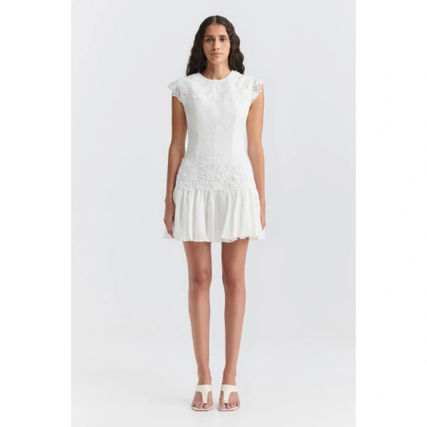 Aje Elarose Lace Mini Dress in Ivory | Mini Dresses | Coveti