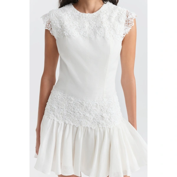 Aje Elarose Lace Mini Dress in Ivory | Mini Dresses | Coveti