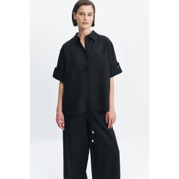 Aje Ella Oversized Shirt in Black | Shirts | Coveti