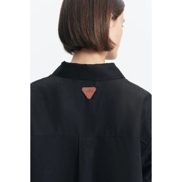 Aje Ella Oversized Shirt in Black | Shirts | Coveti