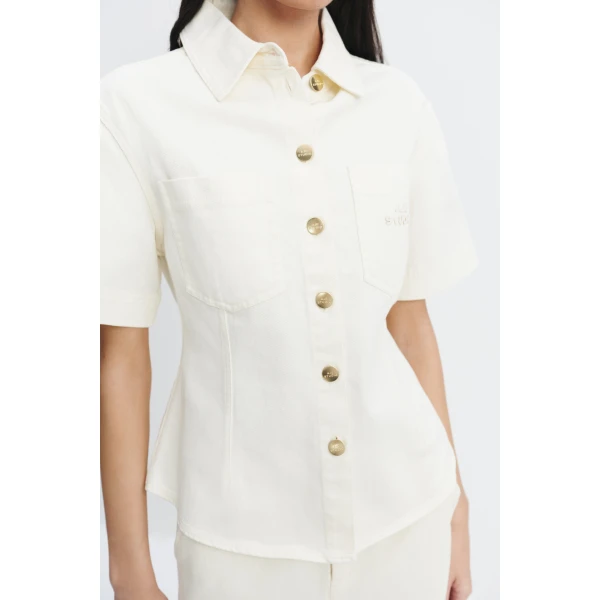 Aje Elsie Belted Shirt in Ecru Wash | Shirts | Coveti