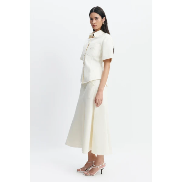 Aje Elsie Belted Shirt in Ecru Wash | Shirts | Coveti