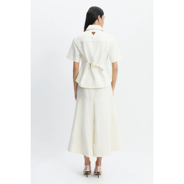 Aje Elsie Belted Shirt in Ecru Wash | Shirts | Coveti