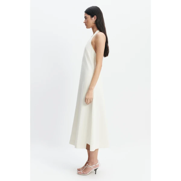 Aje Elsie Denim Halter Dress in Ecru Wash | Maxi Dresses | Coveti