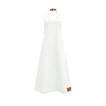 Aje Elsie Denim Halter Dress in Ecru Wash | Maxi Dresses | Coveti