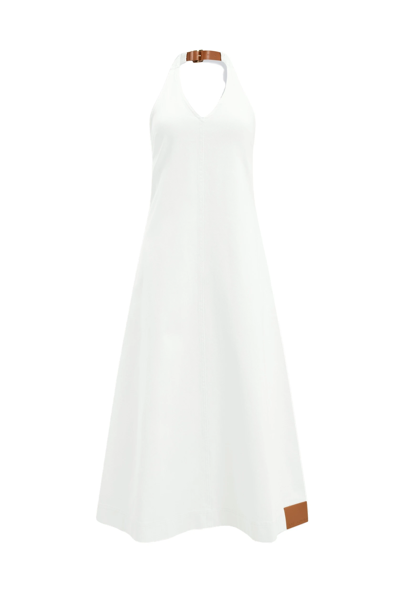 Aje Elsie Denim Halter Dress Ecru Wash Aje Elsie Denim Halter Dress in Ecru Wash | Maxi Dresses | Coveti