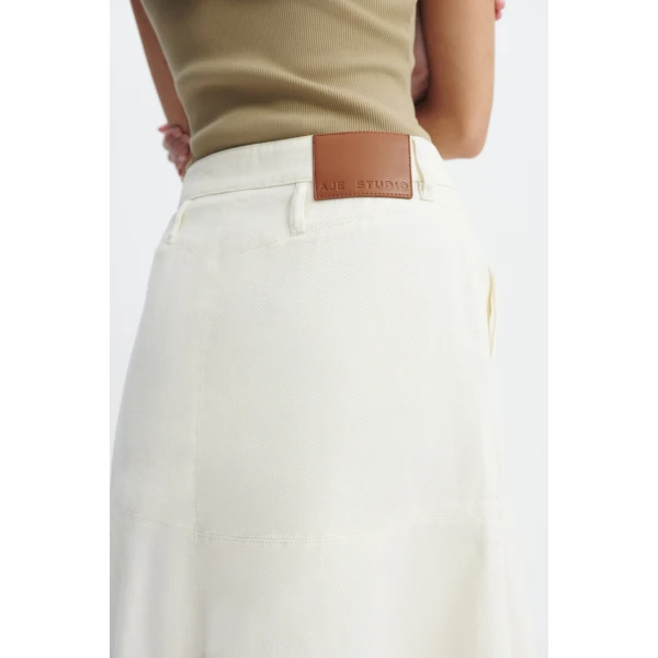 Aje Elsie Denim Midi Skirt in Ecru Wash | Skirts | Coveti