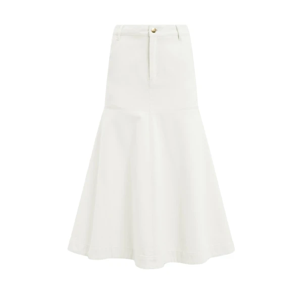 Aje Elsie Denim Midi Skirt in Ecru Wash | Skirts | Coveti