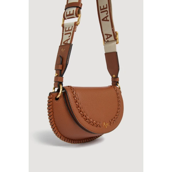 Aje Emery Small Saddle Bag in Spiced Chai | Shoulder & Crossbody Bags | Coveti