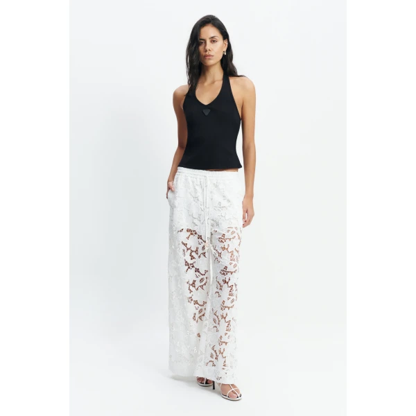 Aje Estelle Wide Leg Pant in White | Pants | Coveti