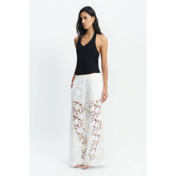 Aje Estelle Wide Leg Pant in White | Pants | Coveti