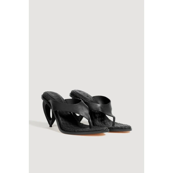 Aje Eternal Sculptural Heel Sandal in Black | Heels | Coveti