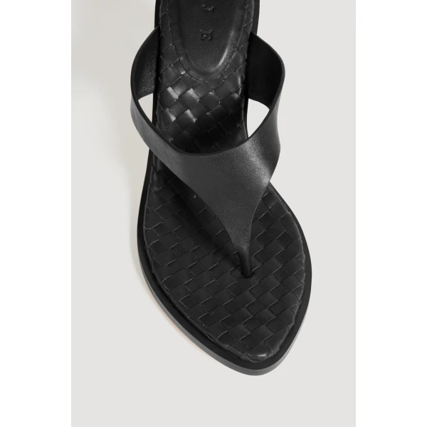 Aje Eternal Sculptural Heel Sandal in Black | Heels | Coveti
