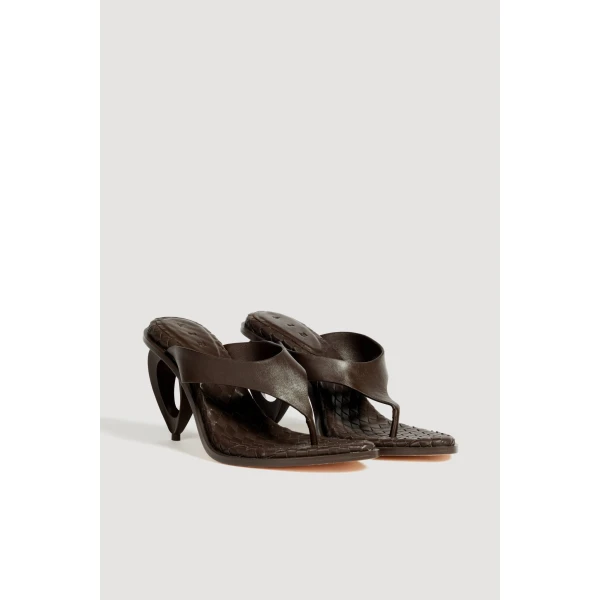Aje Eternal Sculptural Heel Sandal in Chocolate | Heels | Coveti