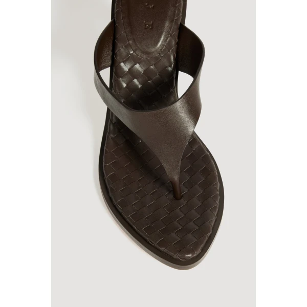 Aje Eternal Sculptural Heel Sandal in Chocolate | Heels | Coveti