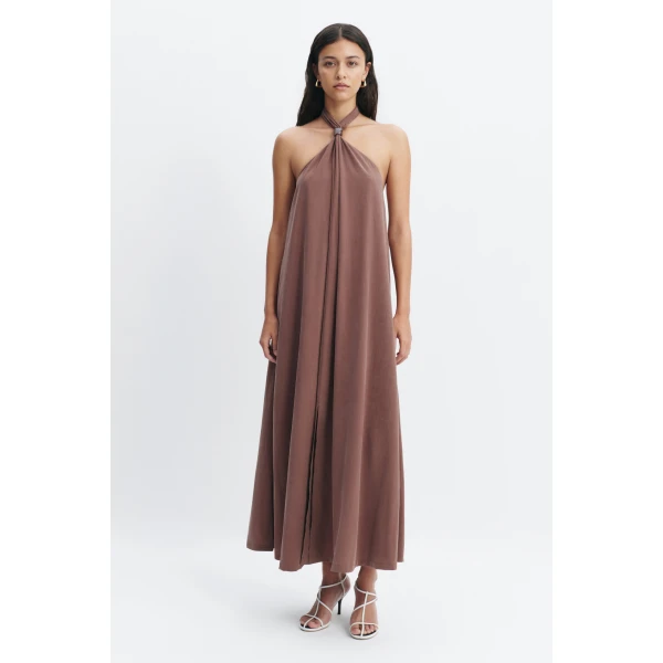Aje Evie Halter Midi Dress in Milk Chocolate | Midi Dresses | Coveti