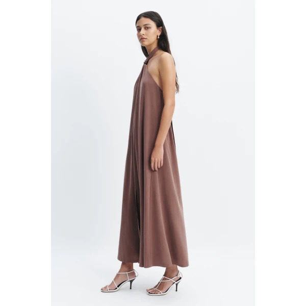Aje Evie Halter Midi Dress in Milk Chocolate | Midi Dresses | Coveti