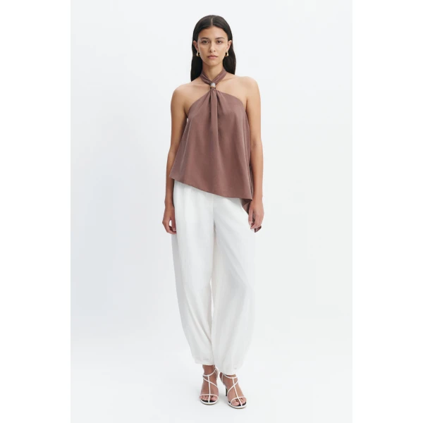 Aje Evie Halter Top in Milk Chocolate | Tops | Coveti