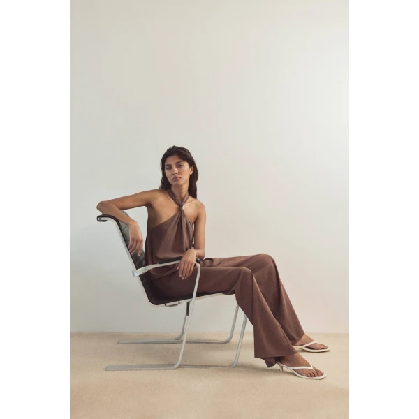 Aje Evie Halter Top in Milk Chocolate | Tops | Coveti