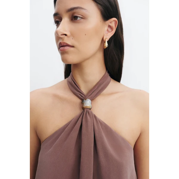 Aje Evie Halter Top in Milk Chocolate | Tops | Coveti