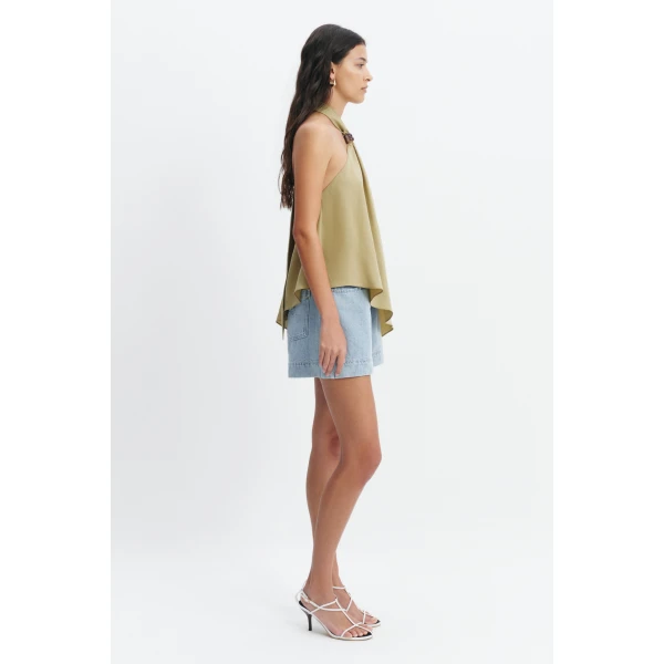 Aje Evie Halter Top in Pale Olive | Tops | Coveti
