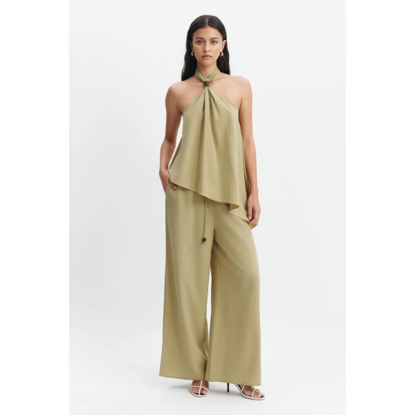 Aje Evie Relaxed Pant in Pale Olive | Pants | Coveti