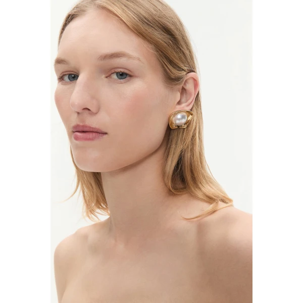 Aje Fee Stud in Gold/Pearl | Earrings | Coveti