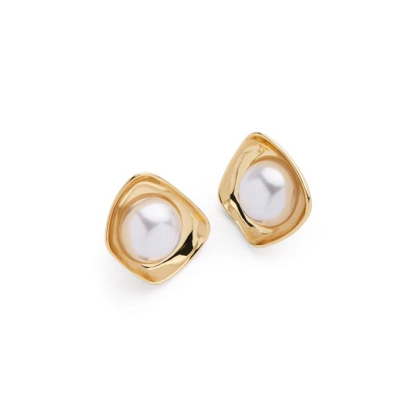 Aje Fee Stud in Gold/Pearl | Earrings | Coveti