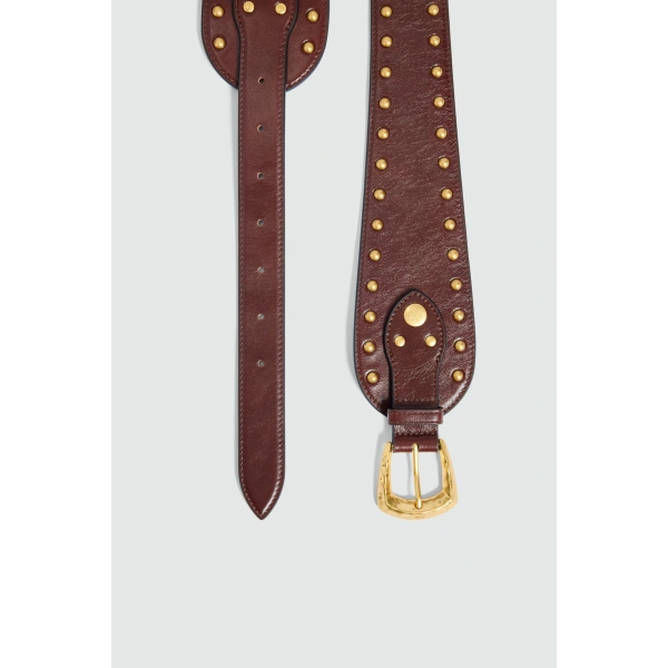 Aje Finnley Studded Belt in Dark Tan | Belts | Coveti