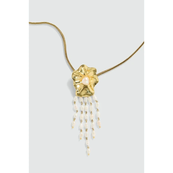 Aje Fliori Flower Necklace in Gold/Pearl | Necklace | Coveti