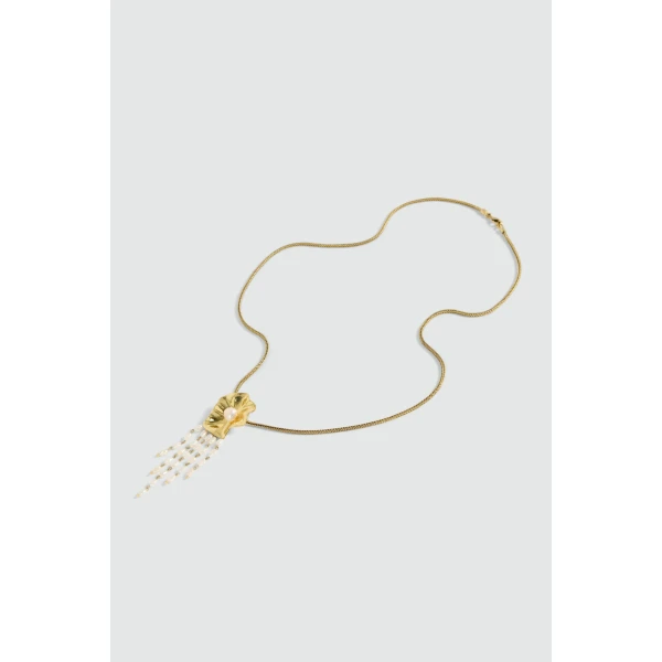 Aje Fliori Flower Necklace in Gold/Pearl | Necklace | Coveti