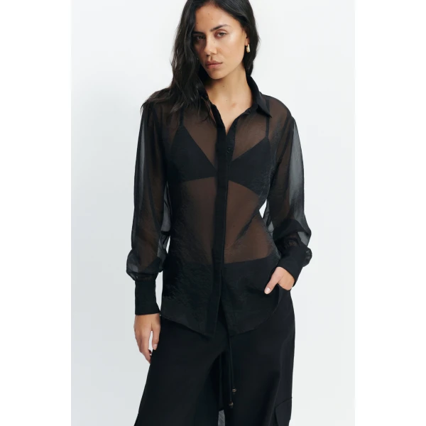 Aje Florence Tie Shirt in Black | Shirts | Coveti