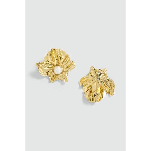 Aje Harlo Flower Earring in Gold/Pearl | Earrings | Coveti