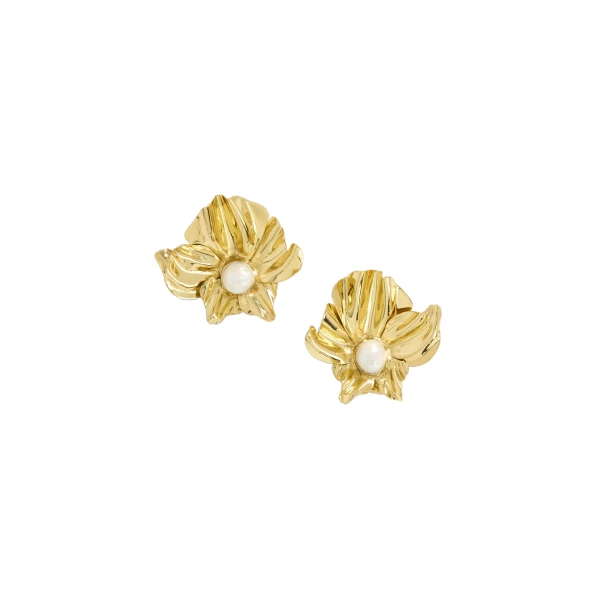 Aje Harlo Flower Earring in Gold/Pearl | Earrings | Coveti