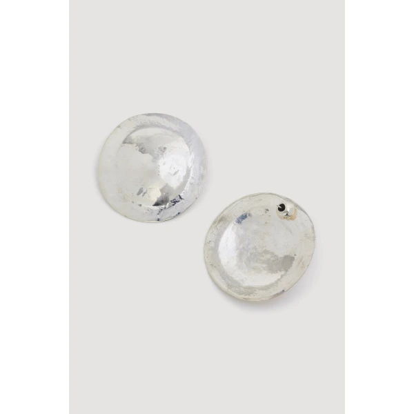 Aje Ira Small Disc Stud in Silver | Earrings | Coveti