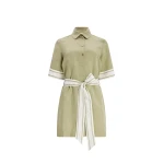 Aje Ivara Mini Shirt Dress in Pale Olive | Mini Dresses | Coveti