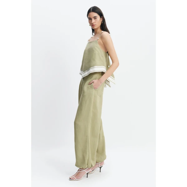 Aje Ivara Tie Back Top in Pale Olive | Tops | Coveti
