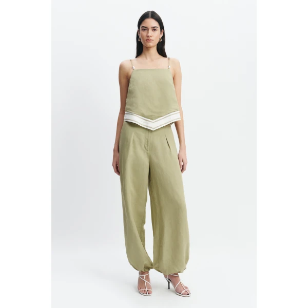 Aje Ivara Tie Back Top in Pale Olive | Tops | Coveti